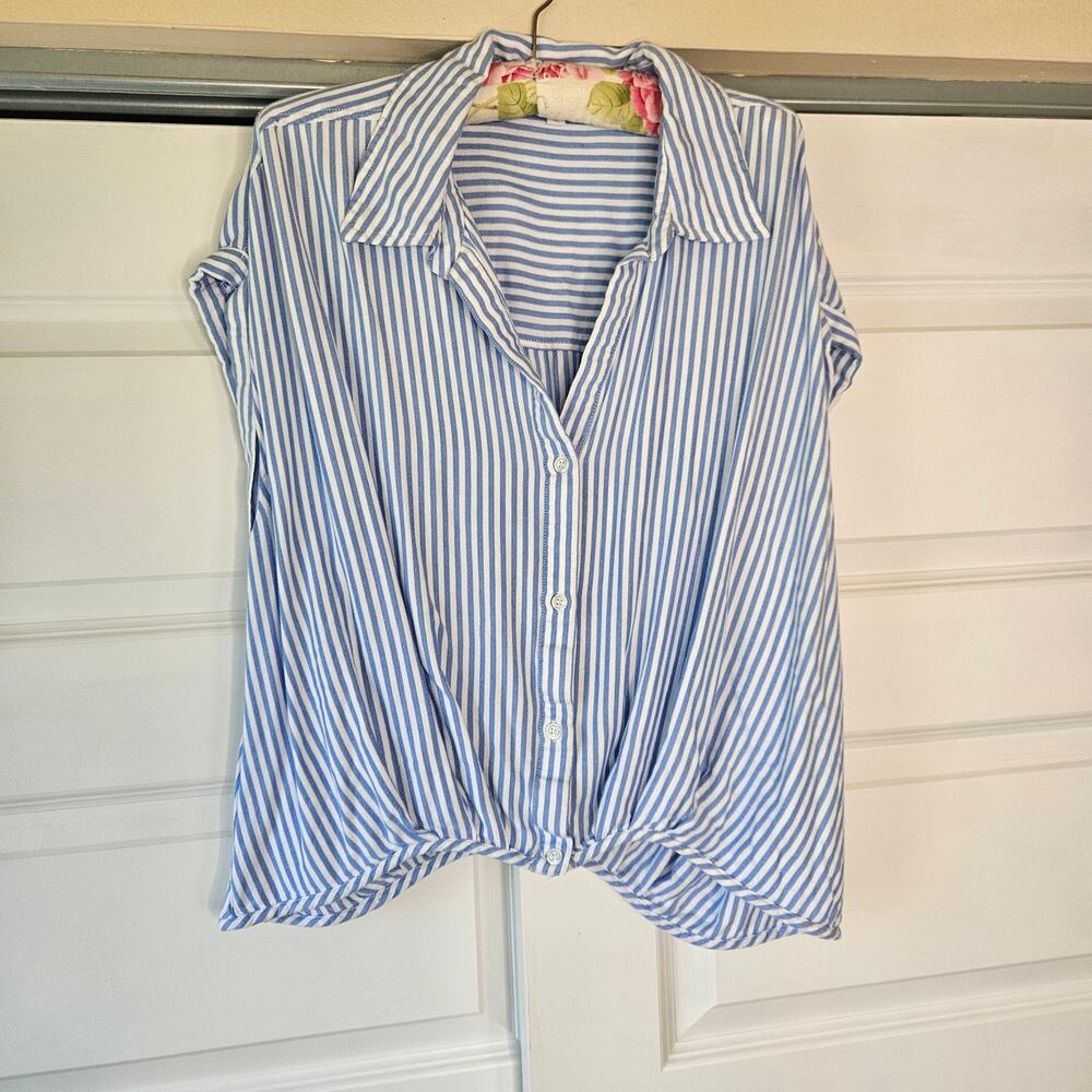 KUT from the Kloth Blue & White Striped Sleeveless Blouse XL